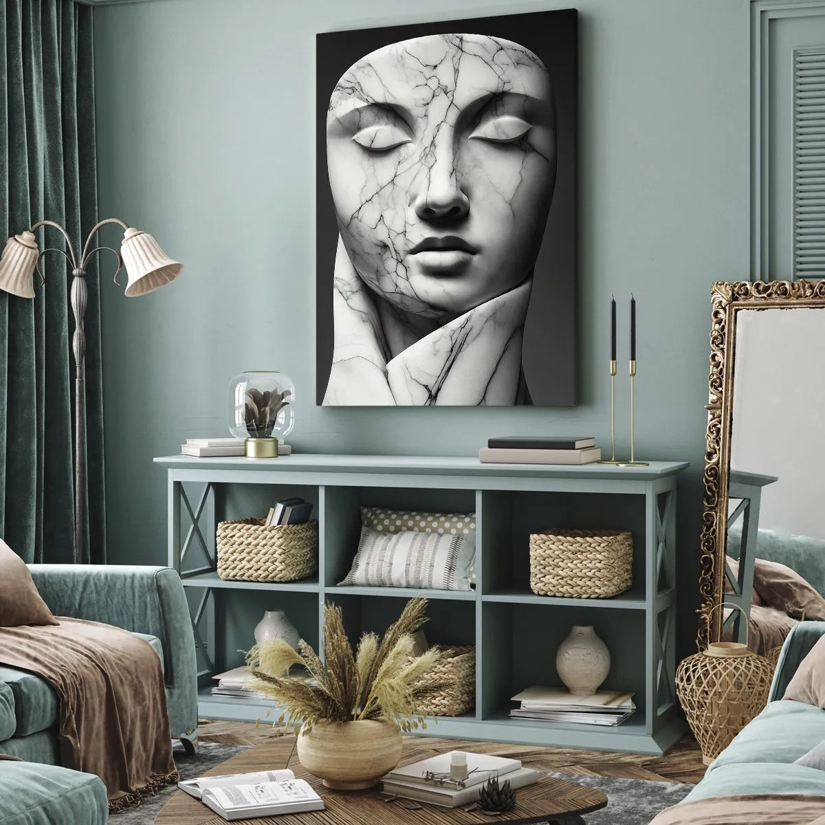 Schilderen op canvas - Marmeren vormen - 55x100 cm