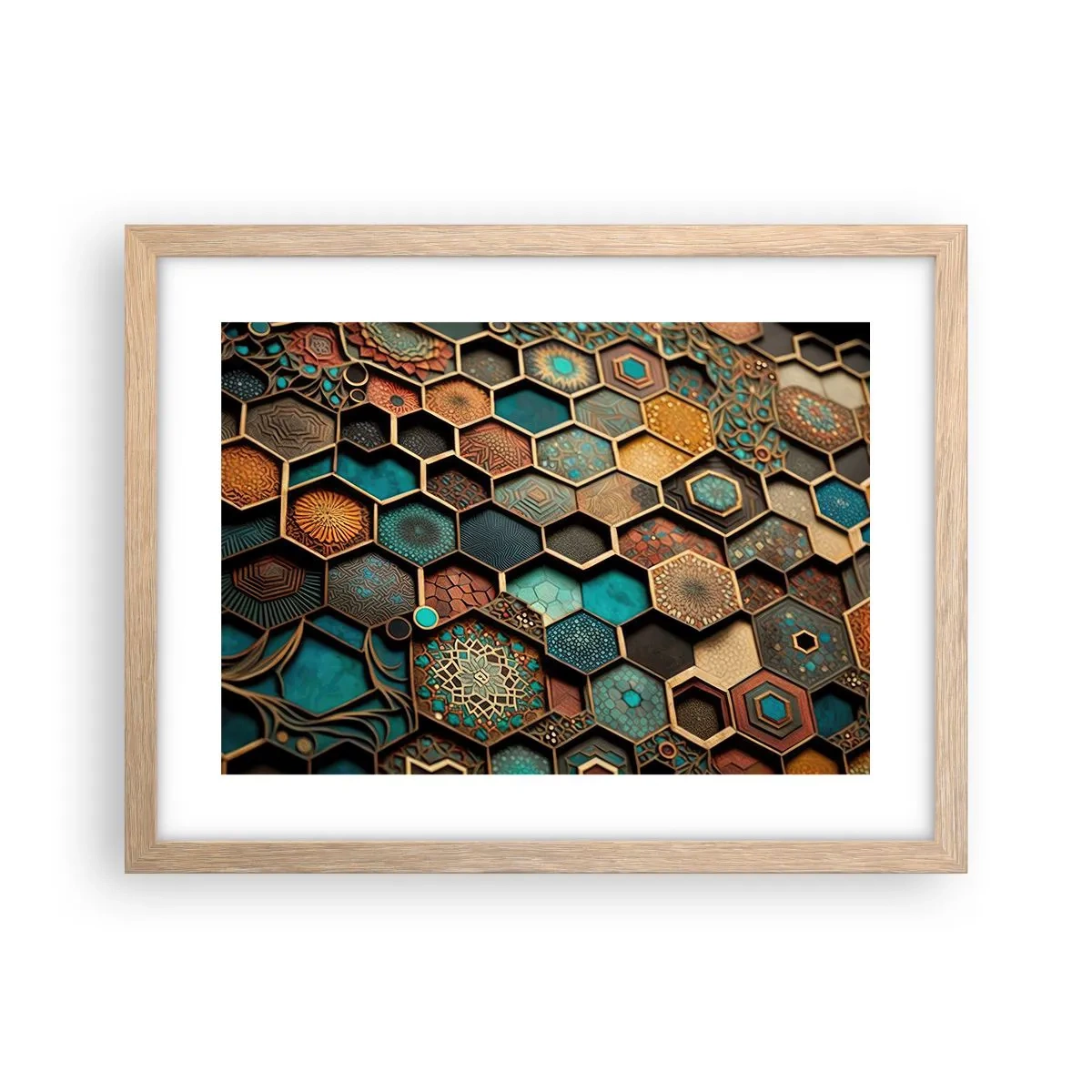 Een poster in een licht eiken lijst - Arabische ornamenten – variatie - 40x30 cm