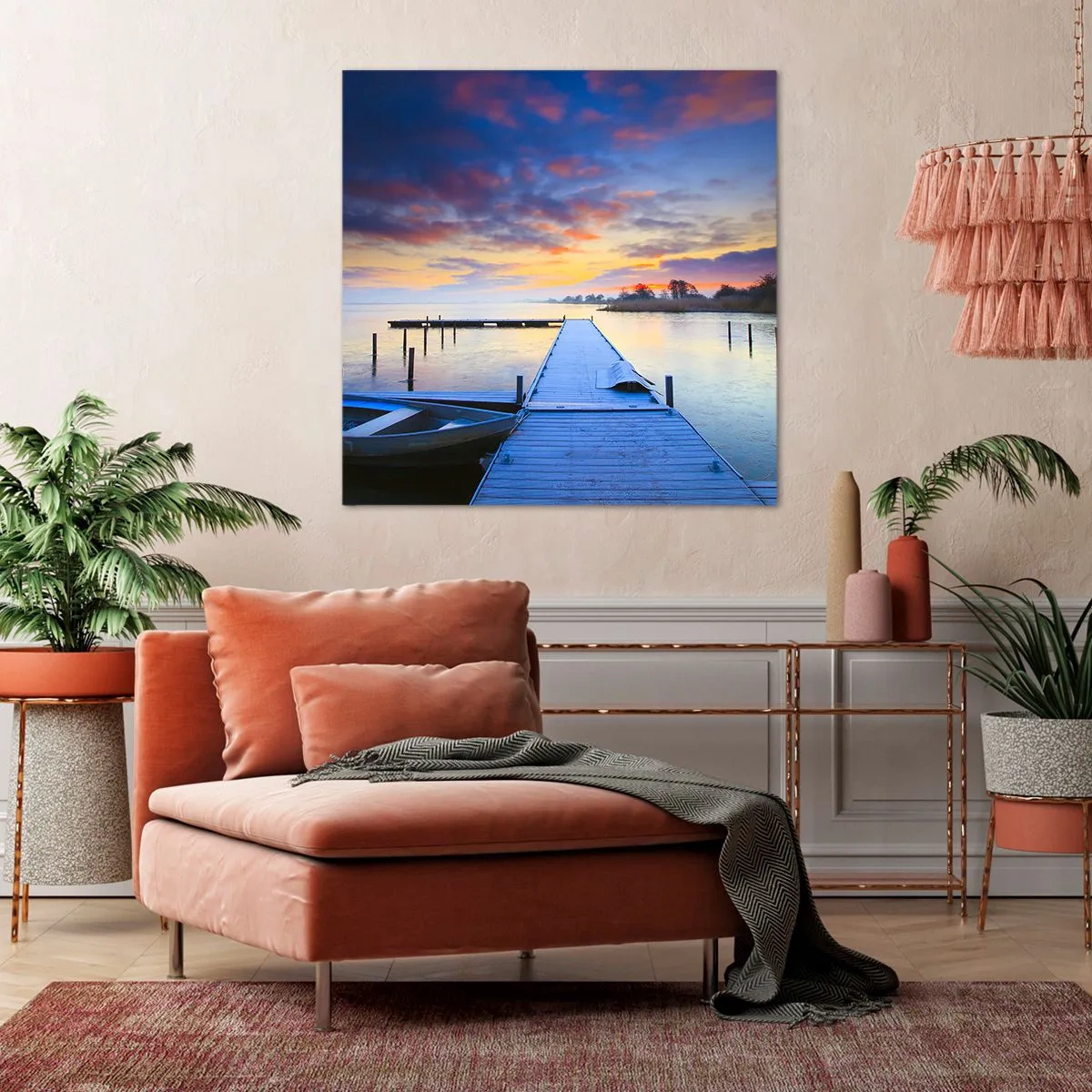 Schilderen op canvas - Violet-gouden kalmte - 70x70 cm