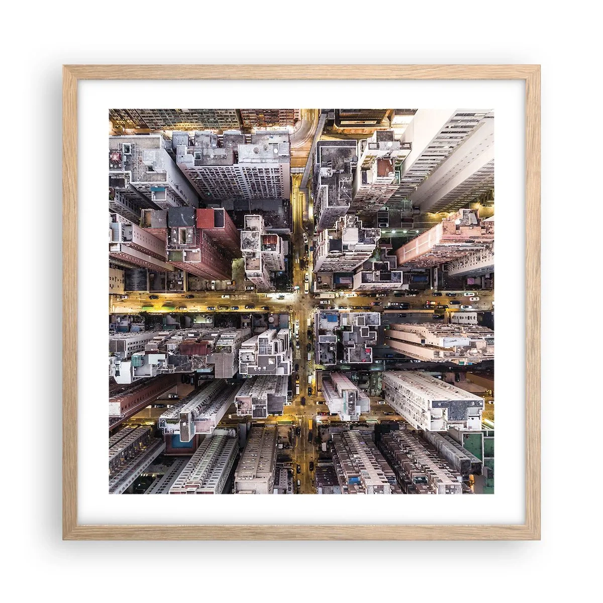 Een poster in een licht eiken lijst - Groeten uit Hong Kong - 50x50 cm