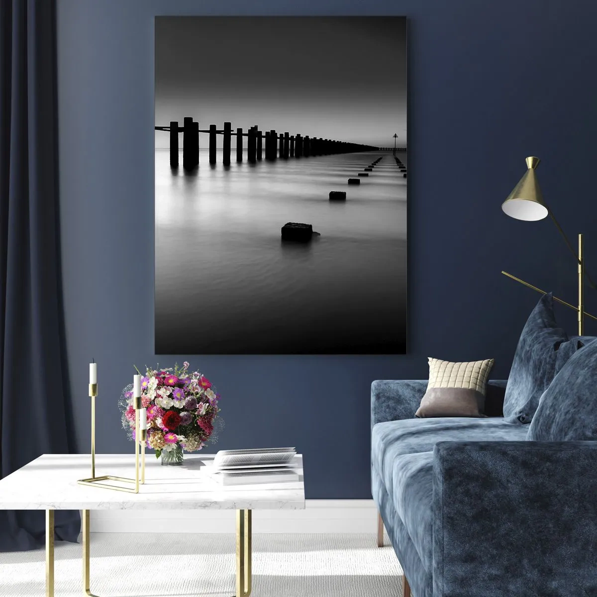 Schilderen op glas - Grijze verte in de mist - 50x70 cm