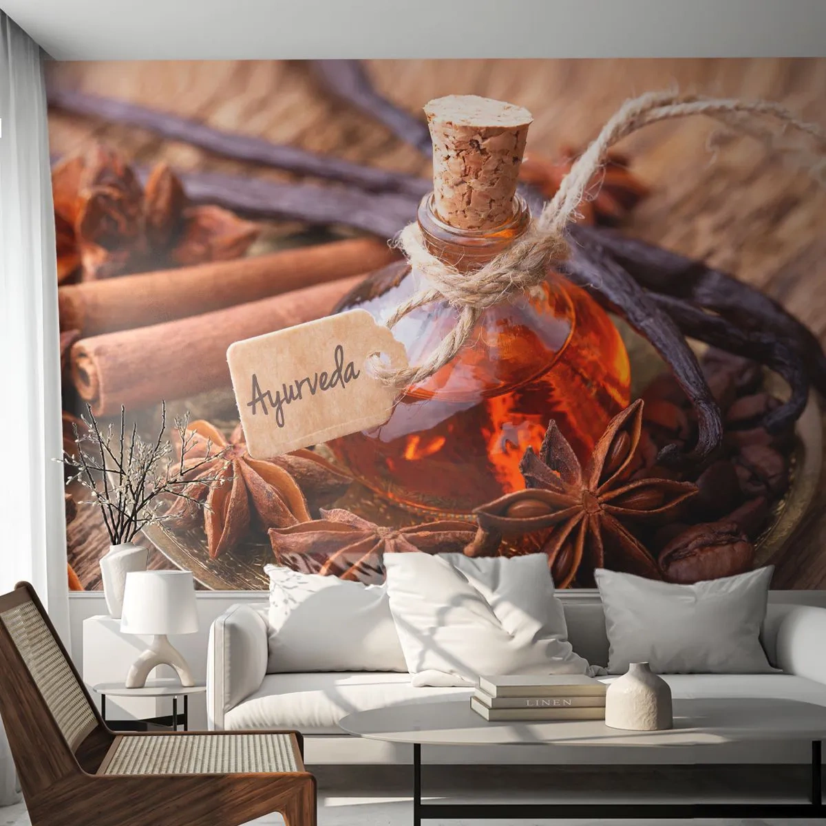Fotobehang Standard Eco - Naar de eenheid van lichaam en geest - Kaneel, Anijs, Vanille - 500x350 cm