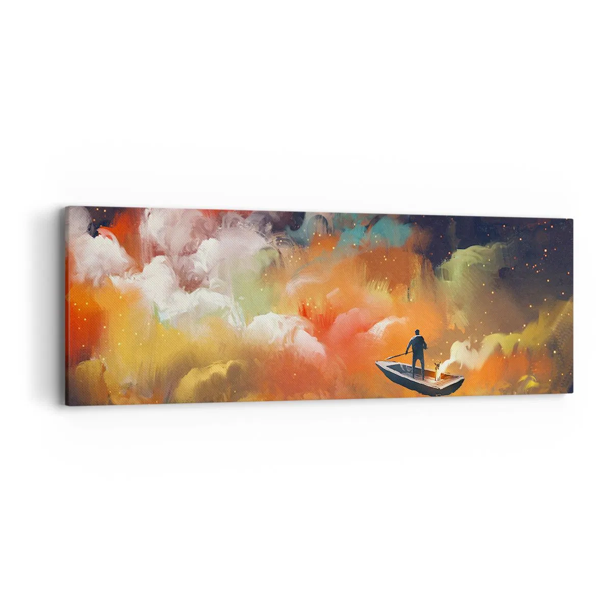 Schilderen op canvas - Met de boot door de sterrenstelsel - 90x30 cm