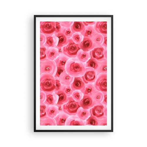 Poster in een zwarte lijst - Rozen onder en boven - 61x91 cm