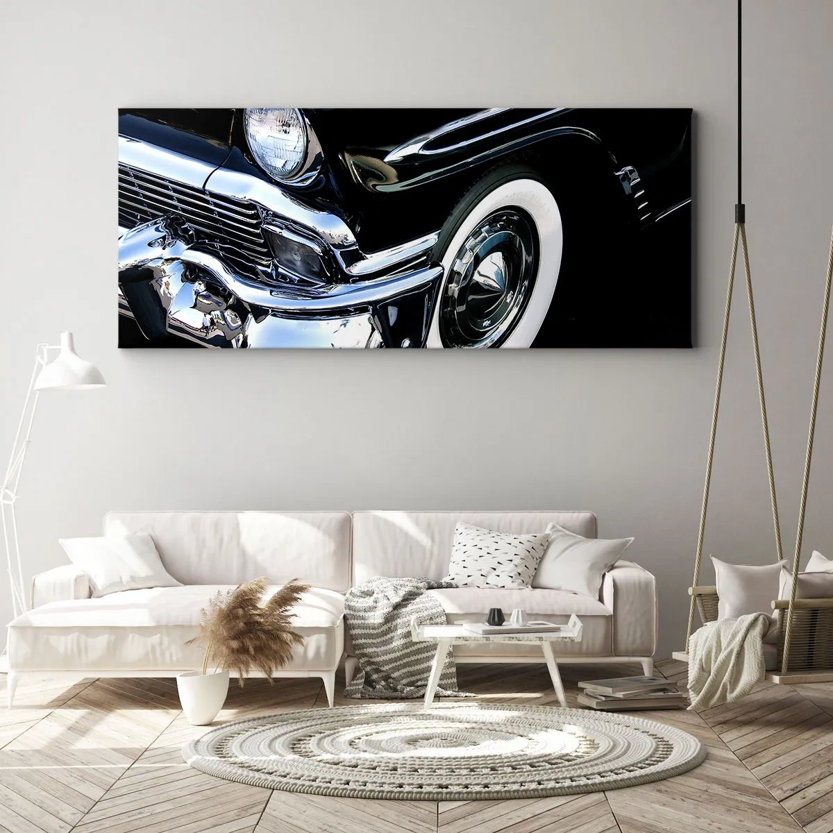 Schilderen op canvas - Klassiek in zilver, zwart en wit - 90x30 cm