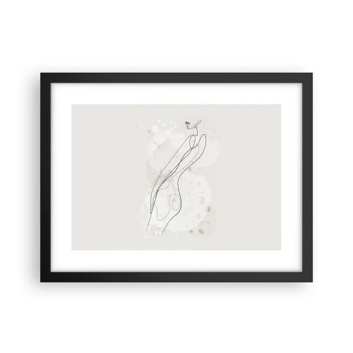 Poster in een zwarte lijst - De blik dwaalt af - 40x30 cm