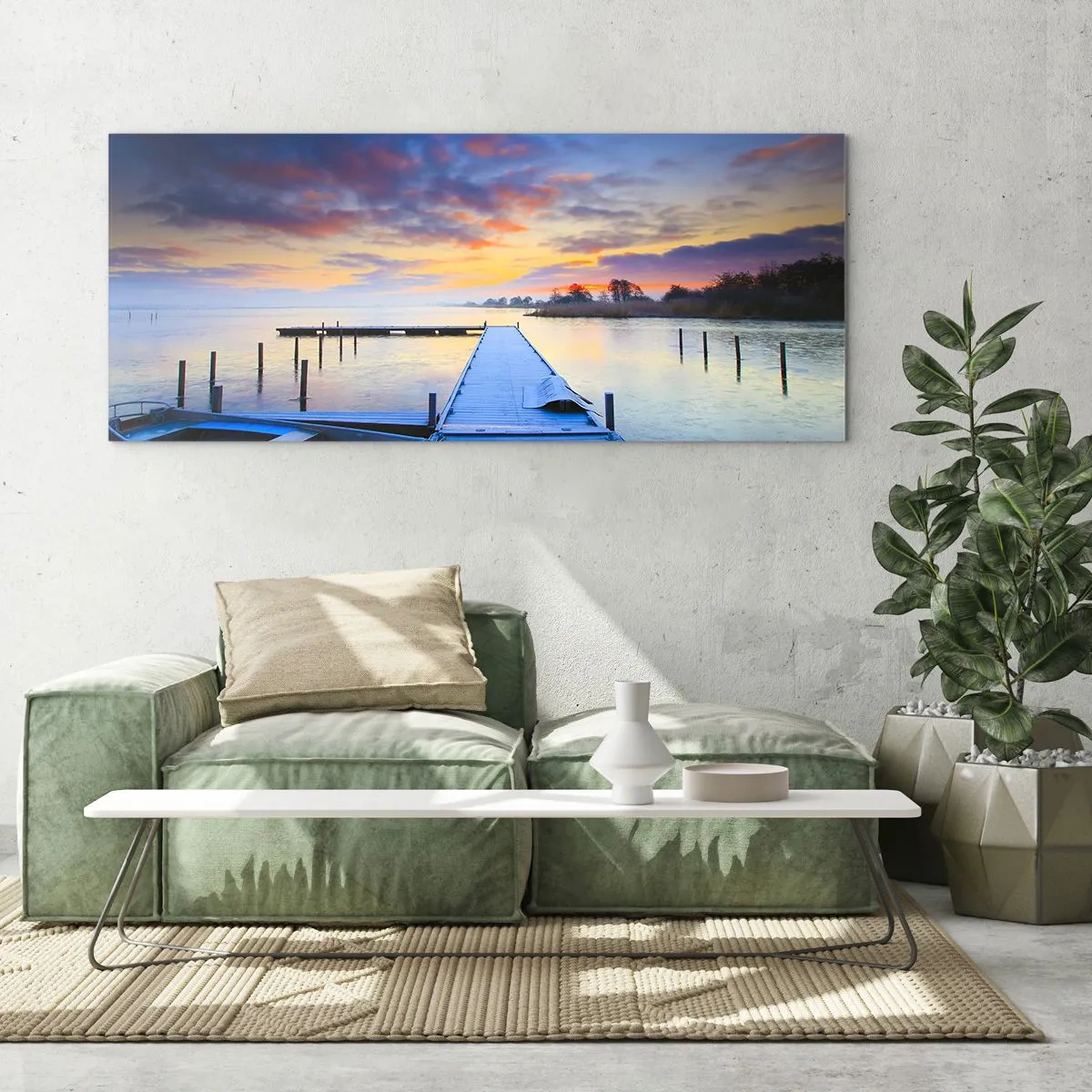 Schilderen op glas - Violet-gouden kalmte - 120x50 cm