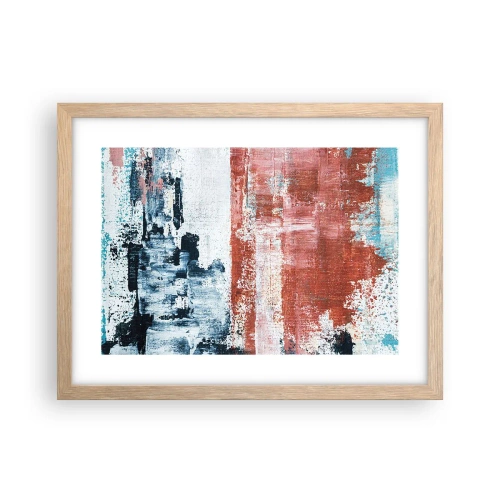 Een poster in een licht eiken lijst - Fifty Fifty abstract - 40x30 cm