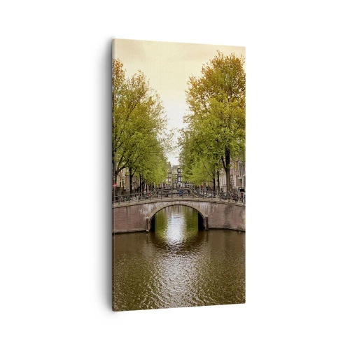 Schilderen op canvas - Met de boot of met de fiets? - 55x100 cm