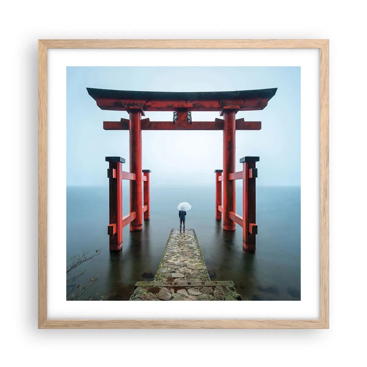 Een poster in een licht eiken lijst - Japanse mijmering - 50x50 cm