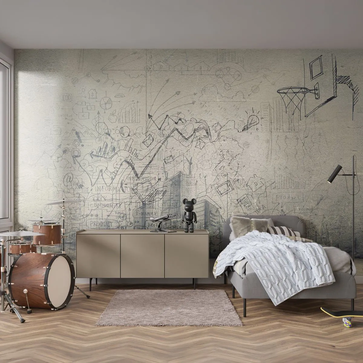 Fotobehang op maat Standard Eco - Mijn geweldige stadsleven - Graffiti, Deel, Grafisch