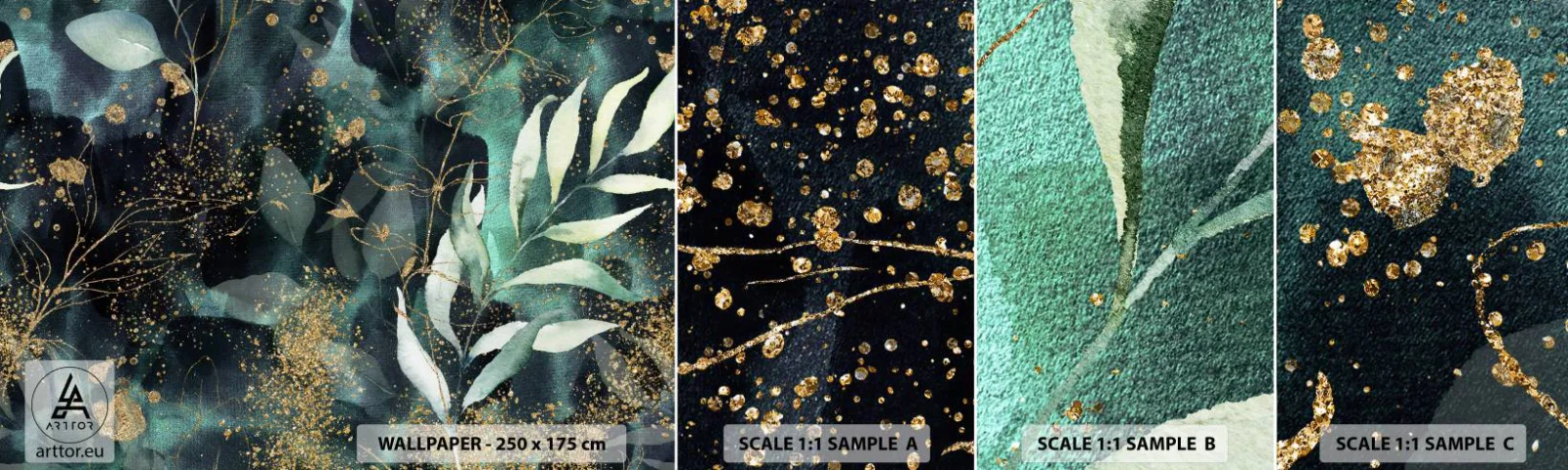 Fotobehang Monster Zelfklevend Deluxe Sticker - Magische tuin - Planten, Bladeren, Plantkunde - 100x30 cm