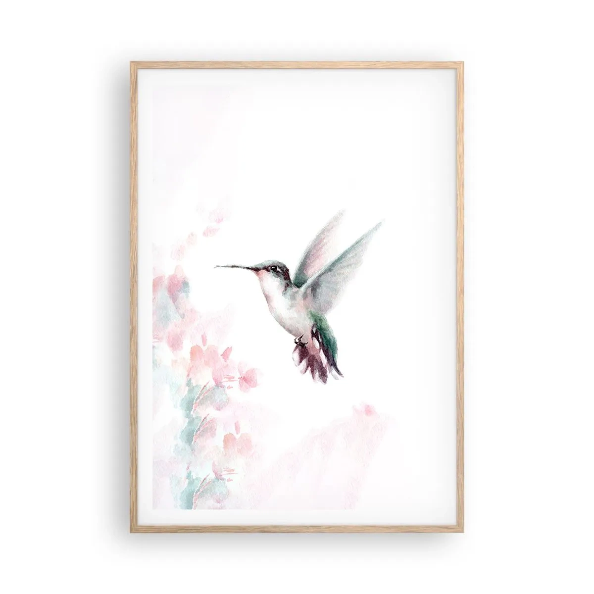 Een poster in een licht eiken lijst - Vastgehouden tijdens fladderen - 70x100 cm