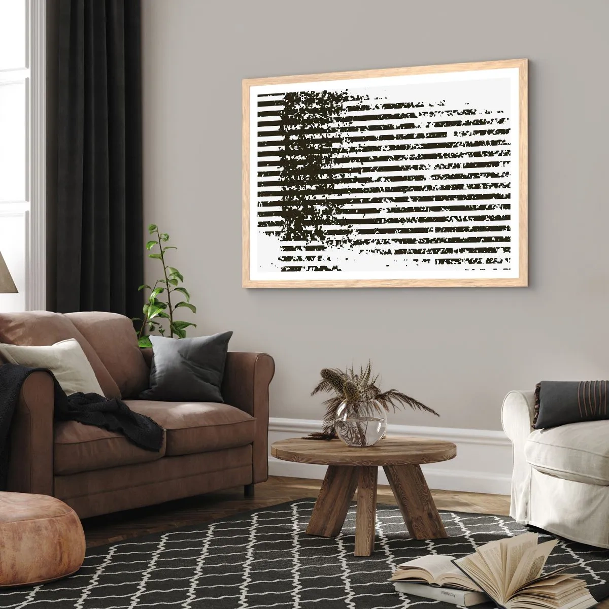 Een poster in een licht eiken lijst - Ritme en ruis - 91x61 cm