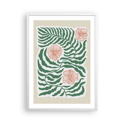 Poster in een witte lijst - Bloeiend in het groen - 50x70 cm