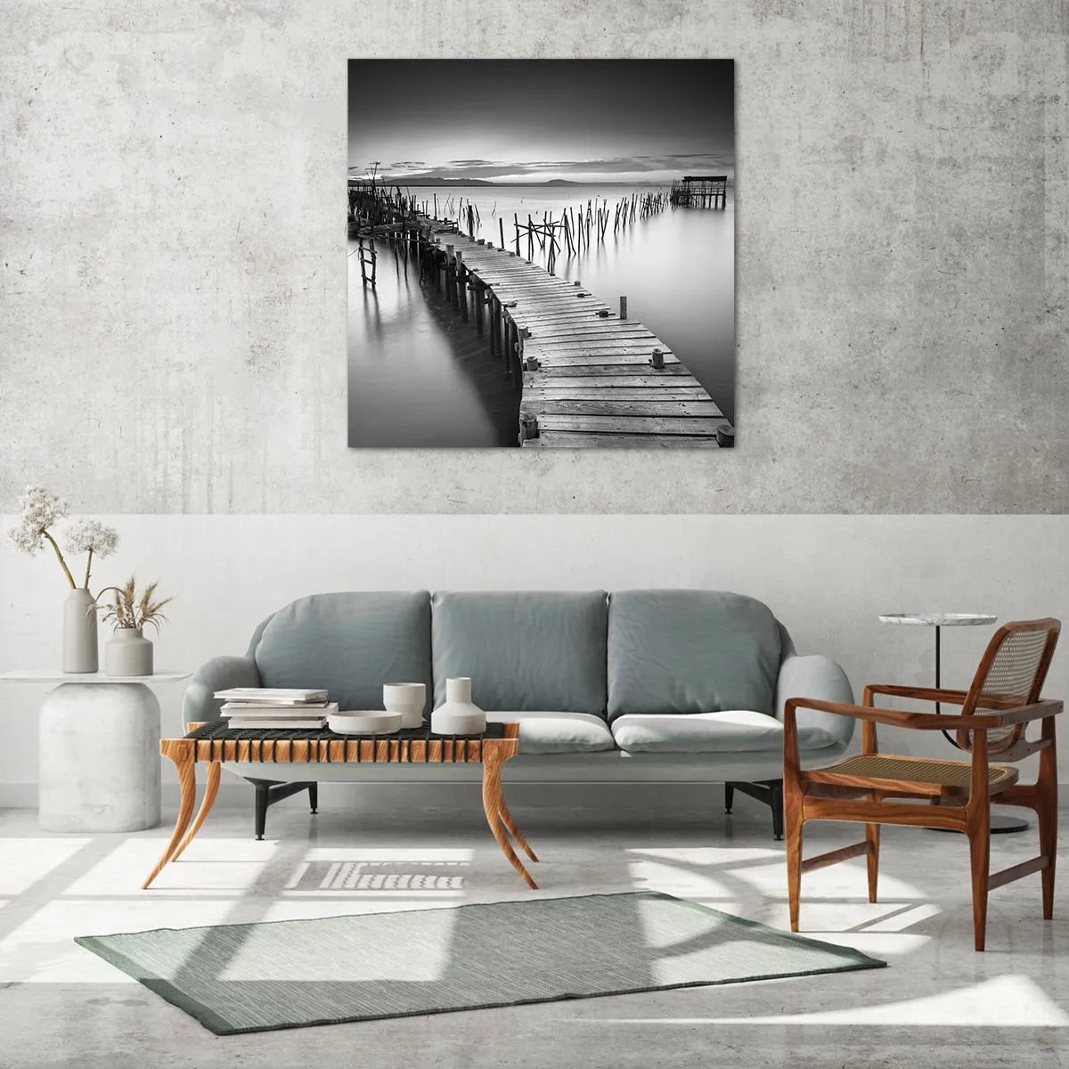 Schilderen op glas - De rust van een vergeten kust - 30x30 cm