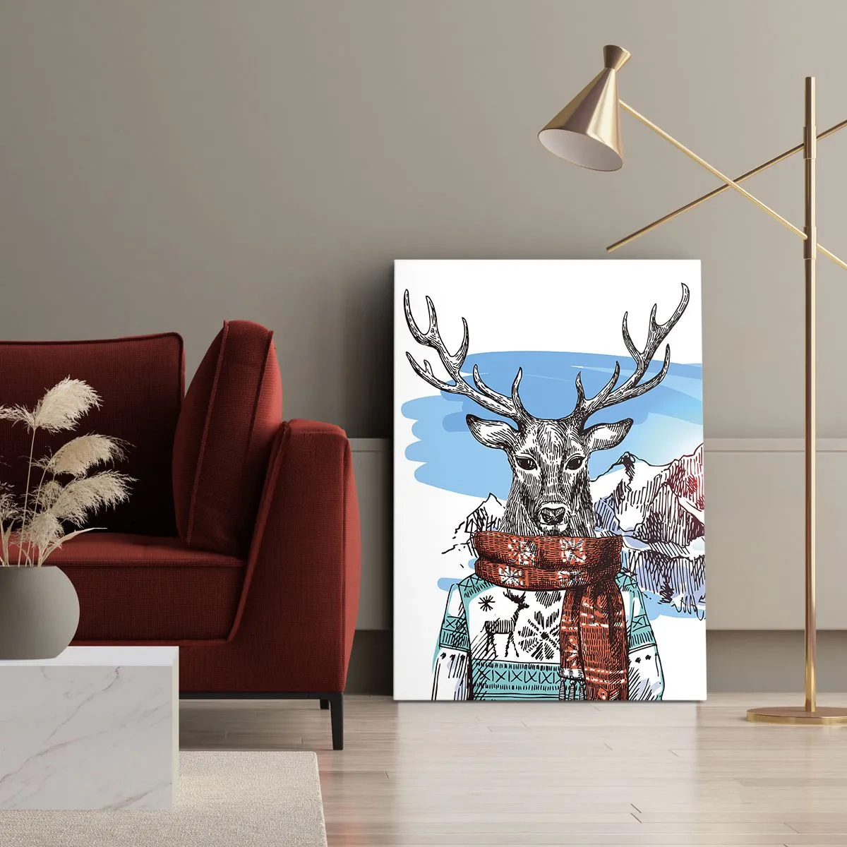 Schilderen op canvas - Zelfs een hert bevriest niet - 50x70 cm