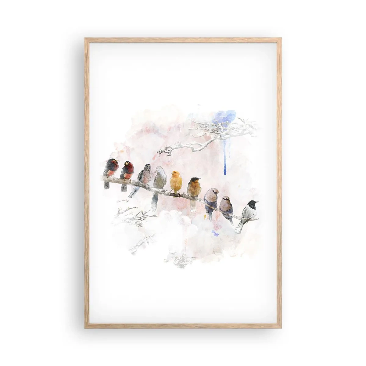 Een poster in een licht eiken lijst - Gevleugelde ontmoeting - 61x91 cm