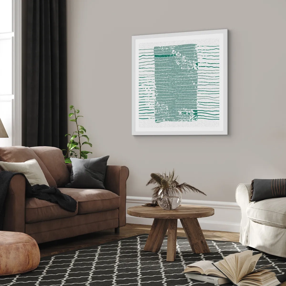 Poster in een witte lijst - Mariene abstractie - 50x50 cm