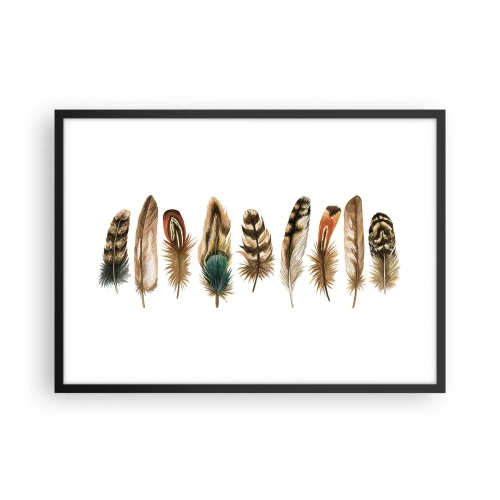 Poster in een zwarte lijst - Een gevederde variatie - 70x50 cm