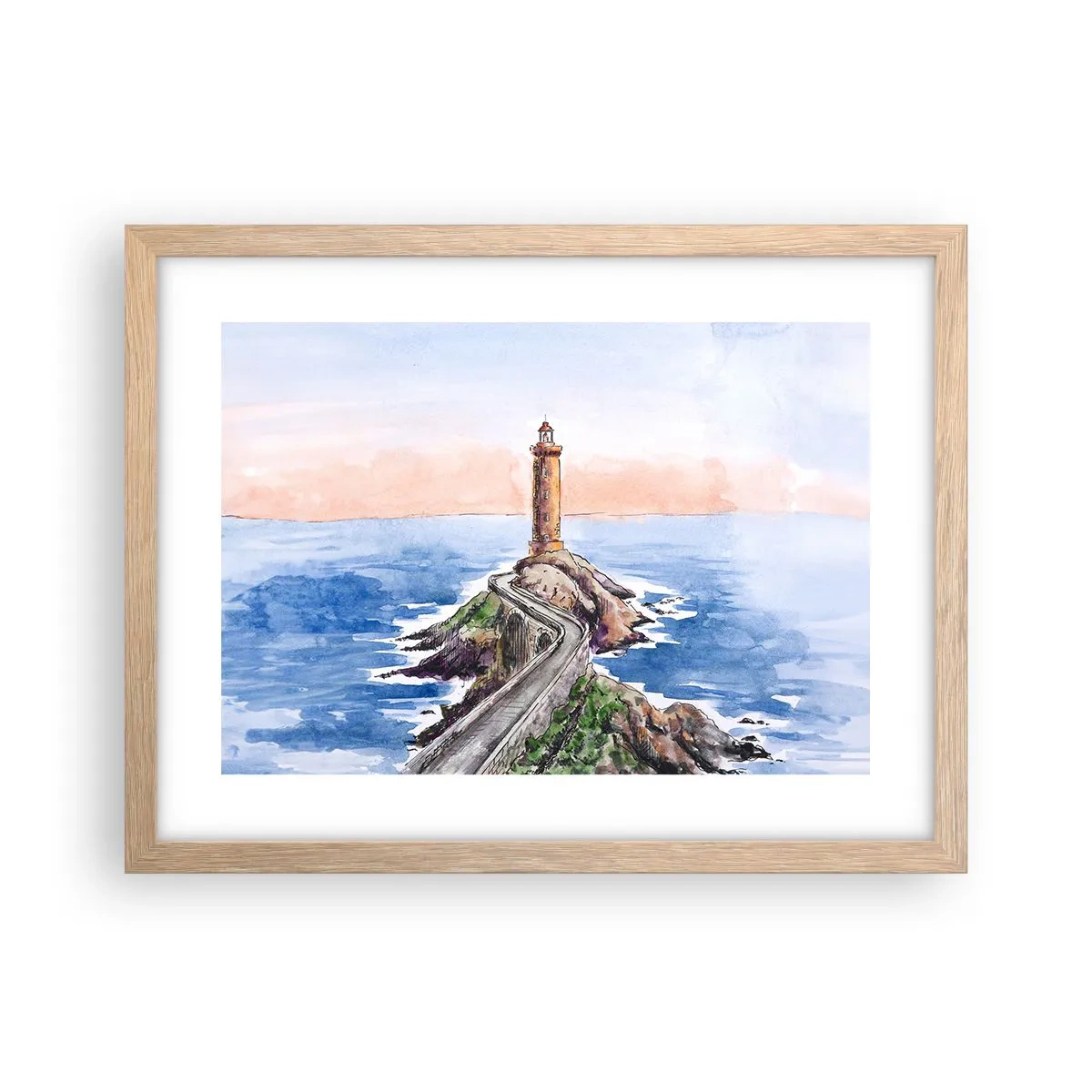 Een poster in een licht eiken lijst - Kijkend naar de zee - 40x30 cm