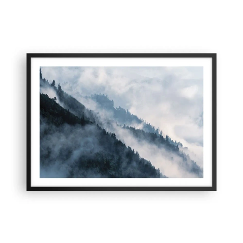 Poster in een zwarte lijst - Mystiek van de bergen - 70x50 cm