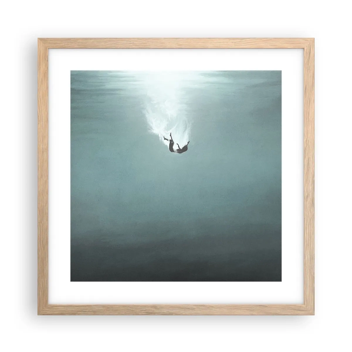 Een poster in een licht eiken lijst - In de armen van de oceaan - 40x40 cm