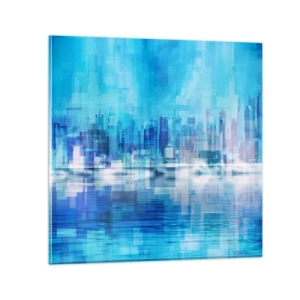 Schilderen op glas - Verdronken in het blauw - 60x60 cm
