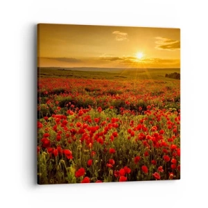 Schilderen op canvas - Tussen de golven van ruisende weiden, tussen de bloemen van de vloed - 40x40 cm