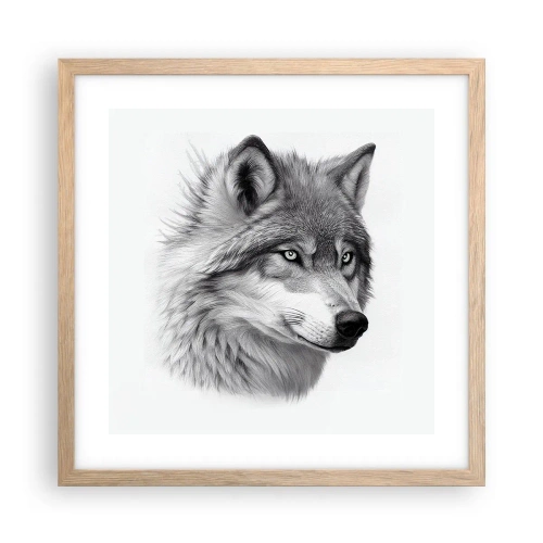 Een poster in een licht eiken lijst - Alfa – zonder twijfel - 40x40 cm