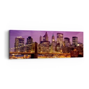 Schilderen op canvas - Violet-goud Manhattan - 90x30 cm