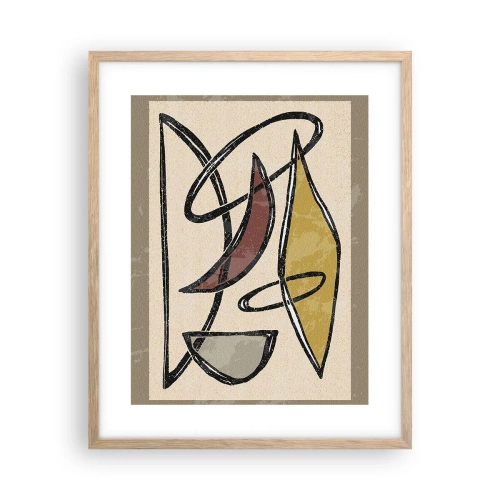 Een poster in een licht eiken lijst - Verticale en horizontale lijnen - 40x50 cm