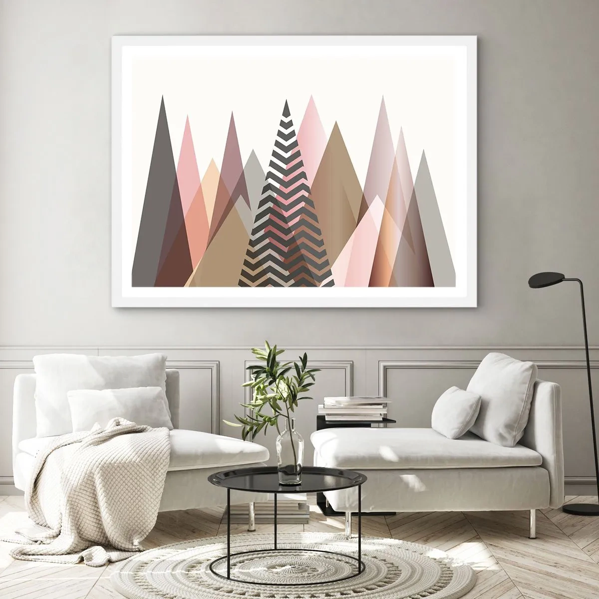 Poster in een witte lijst - Piramidaal uitzicht - 50x40 cm