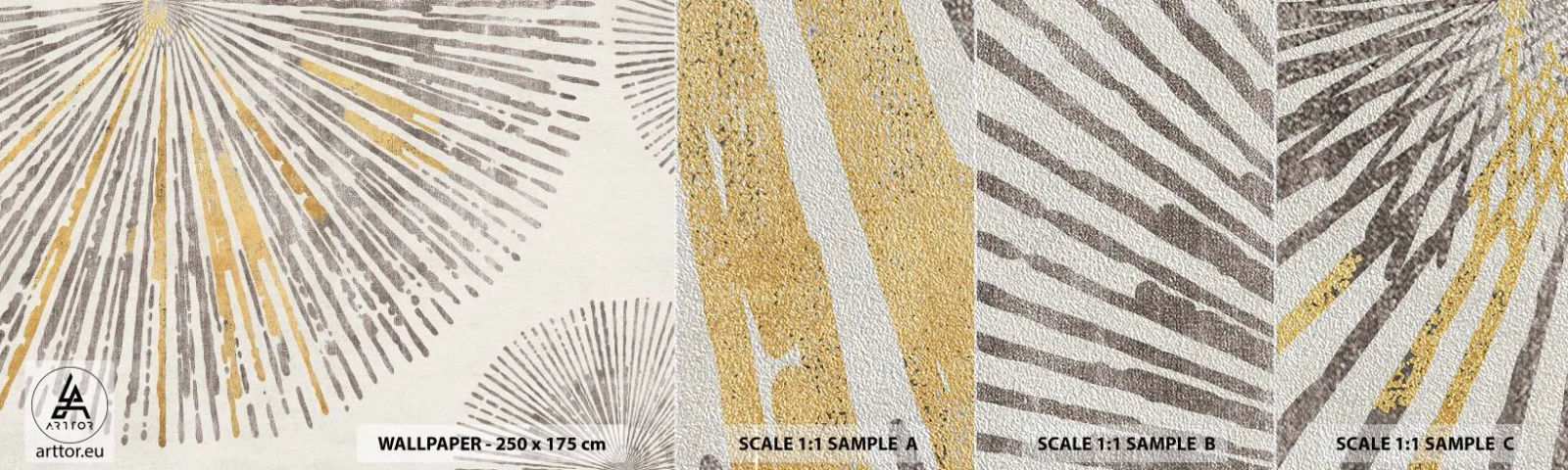 Fotobehang Monster Premium Sand - De schoonheid van de straal - Minimalisme, Helder, Lijnen - 100x30 cm