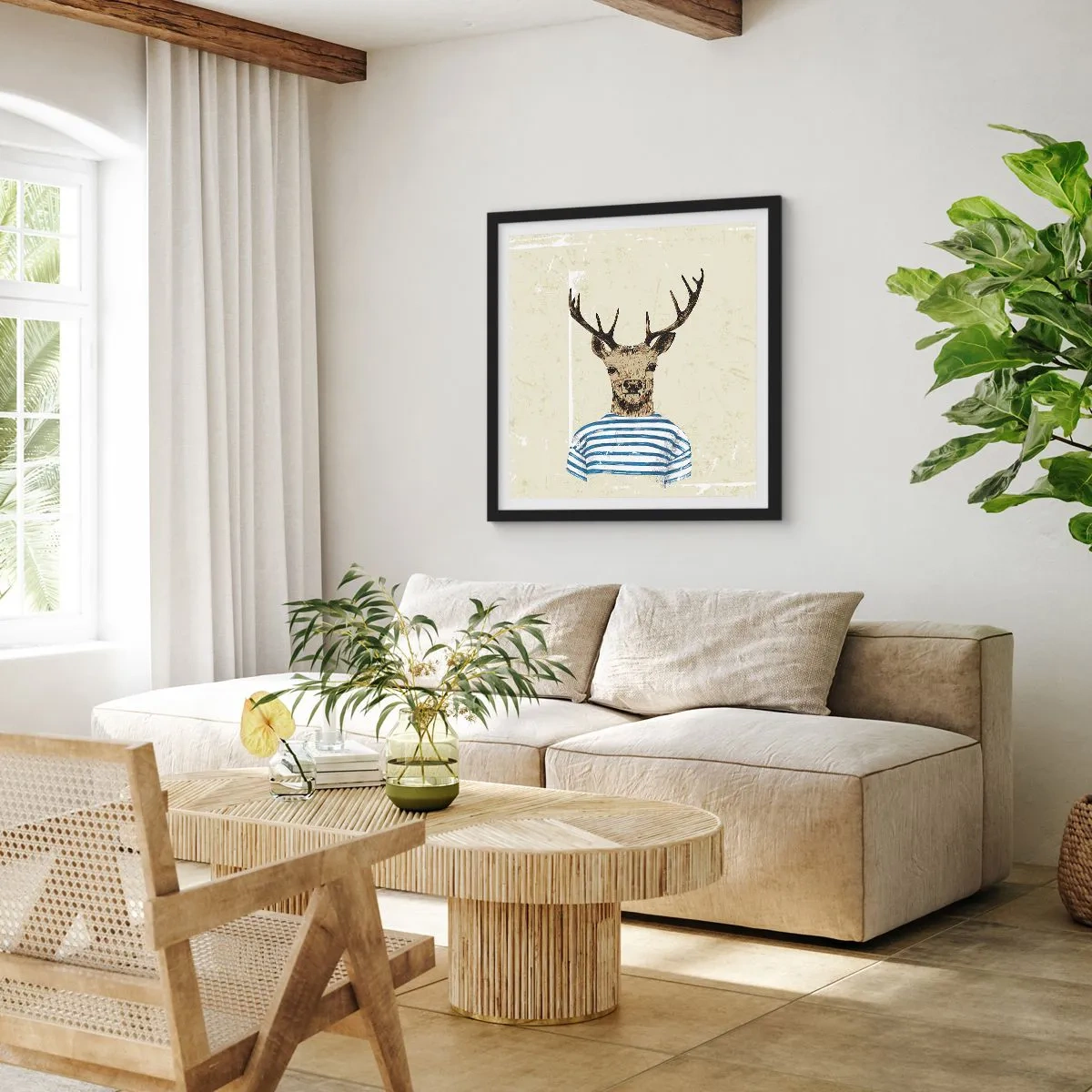 Poster in een zwarte lijst - Omdat ik van gestreepte t-shirts hou! - 50x50 cm