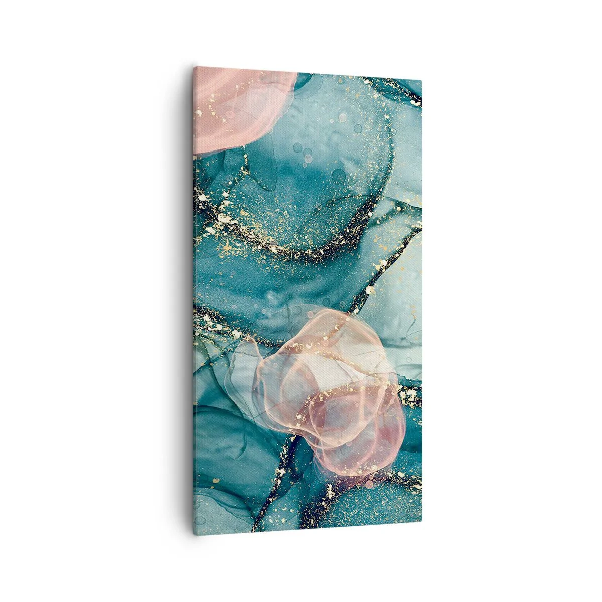 Schilderen op canvas - Zijdeblauw, tule roze - 55x100 cm