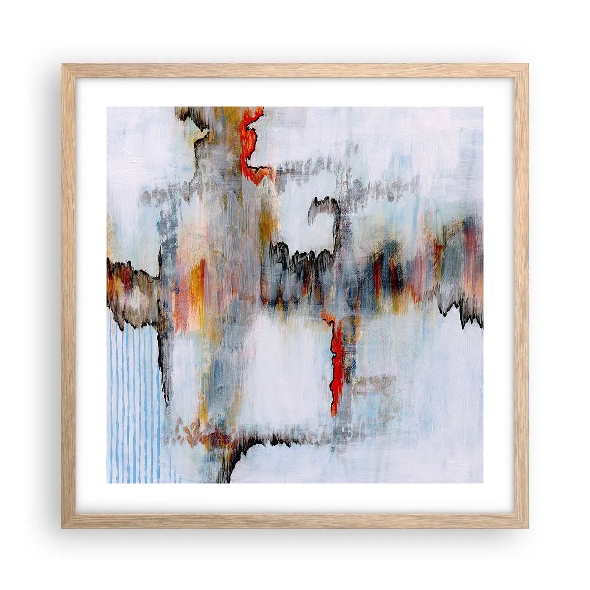 Een poster in een licht eiken lijst - Een stok op het water - 50x50 cm