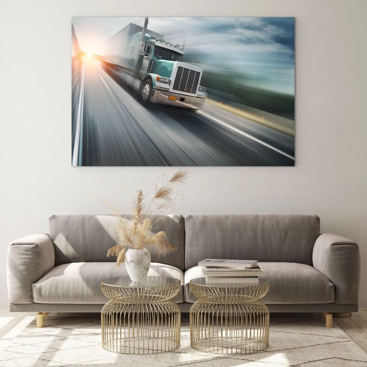 Schilderen op glas - De Amerikaanse reus in haast - 100x70 cm