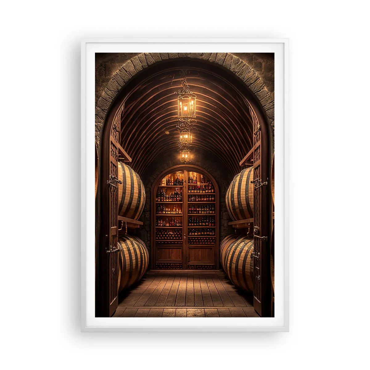 Poster in een witte lijst - Sfeervolle kelder - 70x100 cm