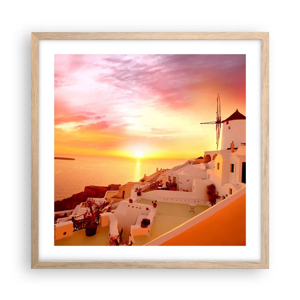 Een poster in een licht eiken lijst - Spreiden in wit en goud  - 50x50 cm