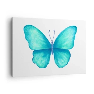 Schilderen op canvas - Blauwe vlinder in aquarelstijl op witte achtergrond - 70x50cm - Turkoois van nature - Moderne wanddecoratie voor woonkamer en slaapkamer ARTTOR