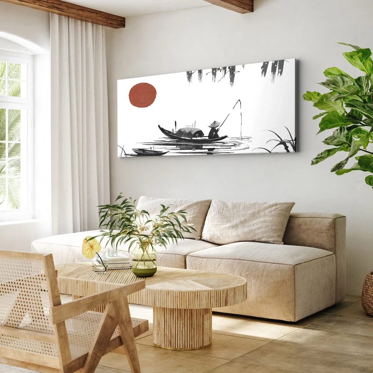 Schilderen op canvas - Aziatische middag - 100x40 cm