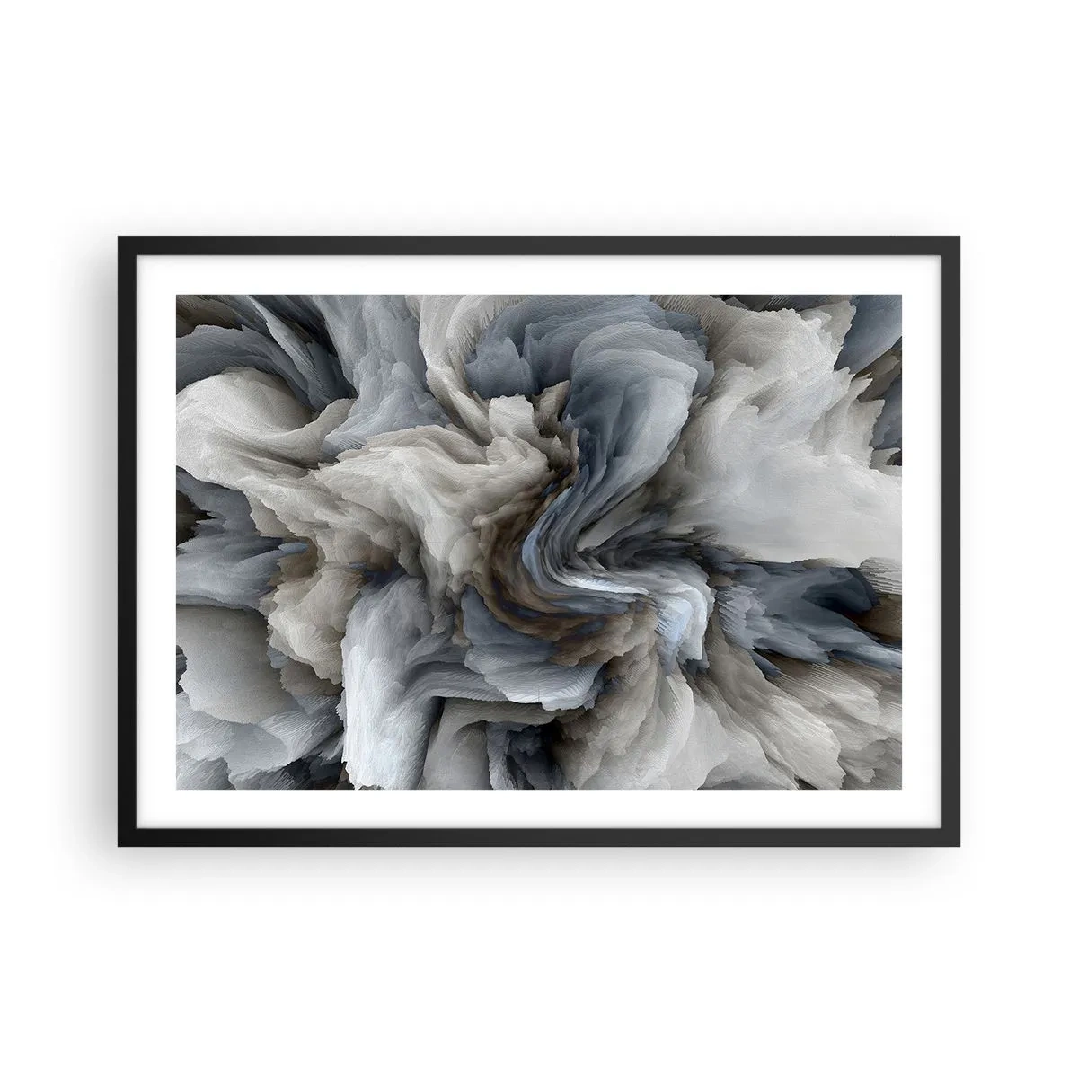 Poster in een zwarte lijst - Steen en bloem - 70x50 cm