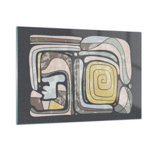 Schilderen op glas - Abstractie in de precolumbiaanse geest - 120x80 cm