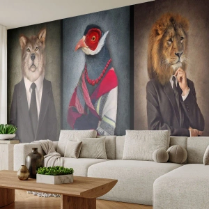 Fotobehang Premium Canvas - Wat doe ik hier?! - Abstractie, Hond, Vogel - 200x140 cm