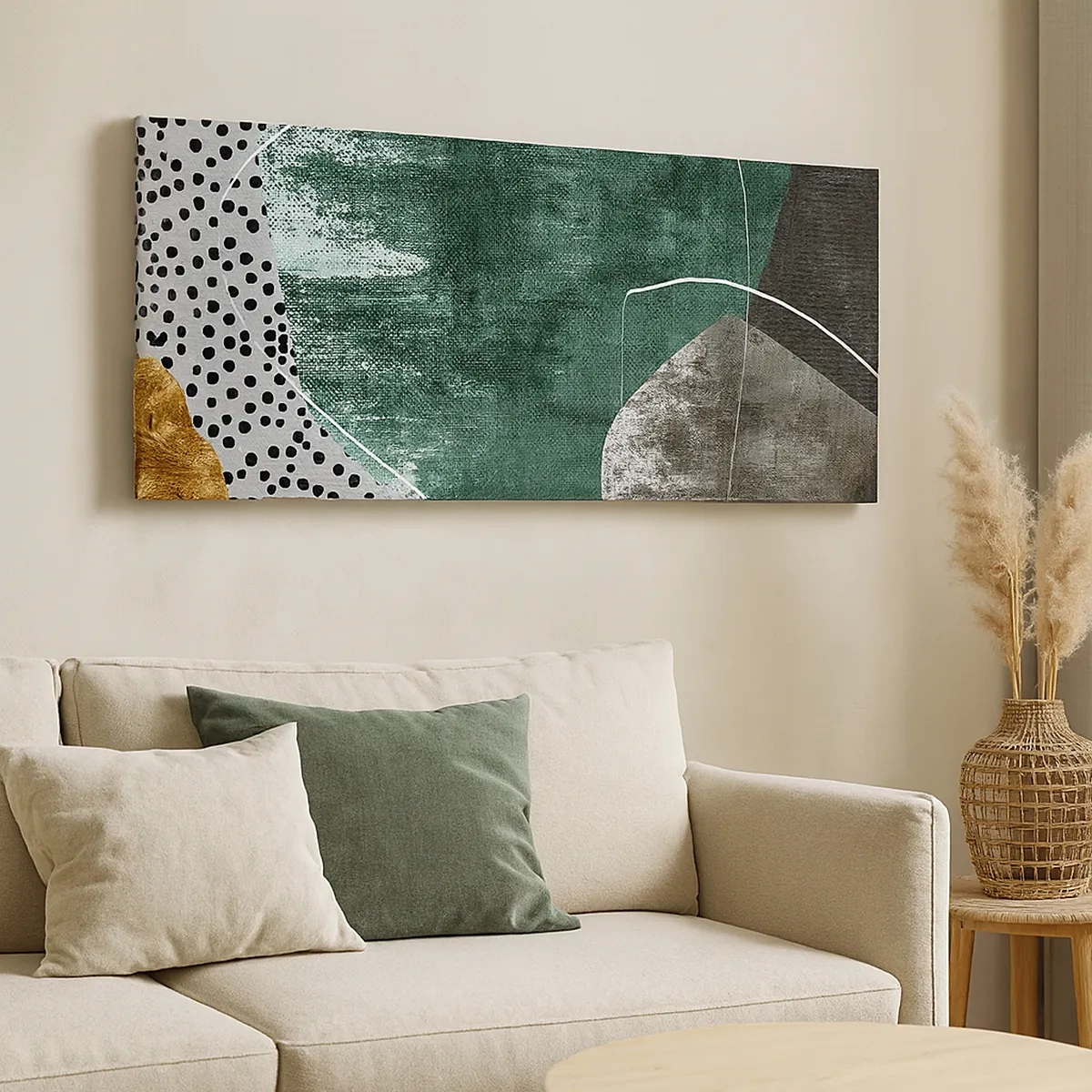 Schilderen op canvas - Kleurrijke abstractie met bladgoud - 30x30 cm