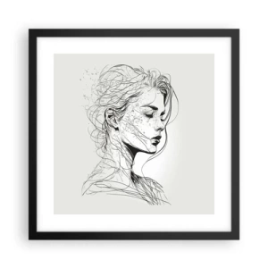 Poster in een zwarte lijst - Portret in gedachten - 40x40 cm