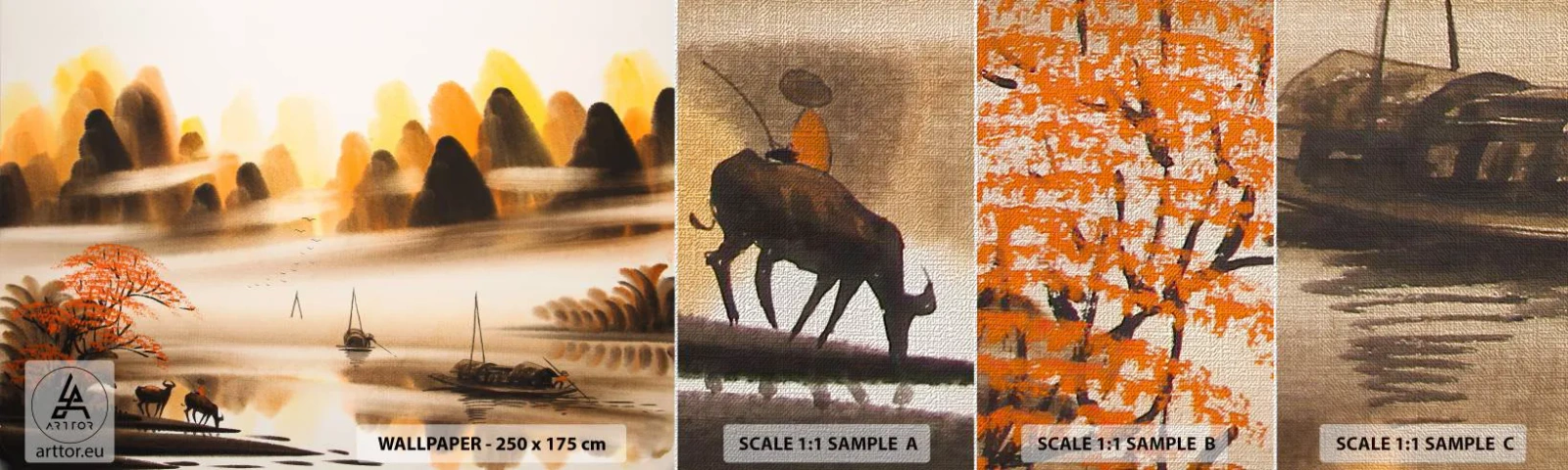 Fotobehang Monster Premium Canvas - Verder dan het Verre Oosten - China, Landschap, Azië - 100x30 cm