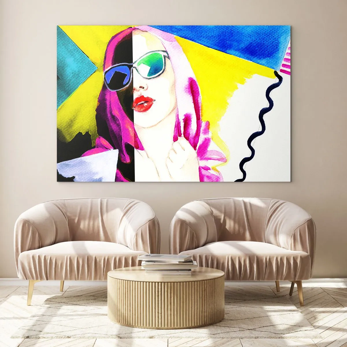 Schilderen op glas - Portret van een vrouw in een kleurrijke pop-artstijl - 70x50cm - Ik ben niet wit en ik ben niet zwart - Moderne wanddecoratie voor woonkamer en slaapkamer ARTTOR