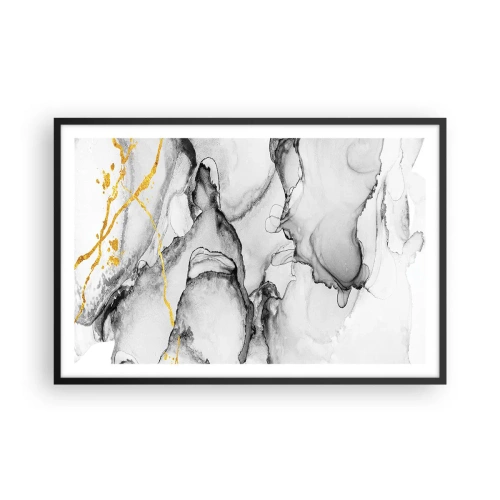 Poster in een zwarte lijst - Compositie met een gouden motief - 91x61 cm